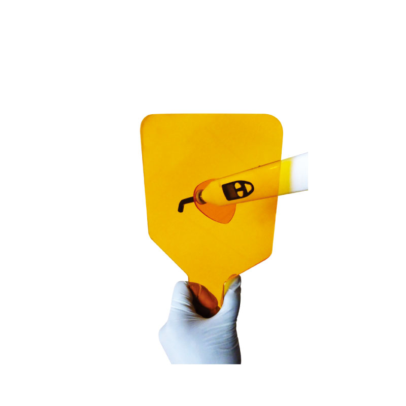 Handle-held orange shield
